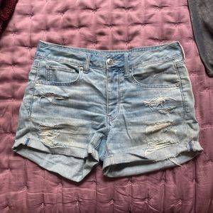 American Eagle Tomgirl light wash destroyed shorts. Size 6R. Lightly worn.
